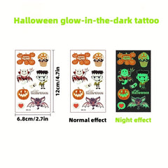 10pcs Halloween Glow Stickers Cartoon Face Temporary Tattoo