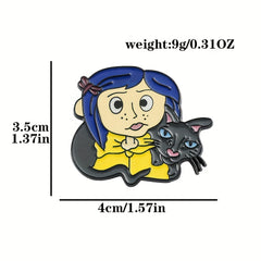 Funny Girl Cat Enamel Pins Metal Badges Backpacks Accessories