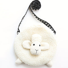 Cartoon Plush Lamb Bag Coin Purse Wallet Crossbody Bag Holiday Gift For Girls