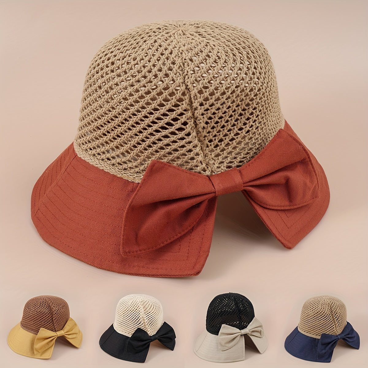Bowknot Hollow Stitching Bucket Hat Sunscreen Beach Hat