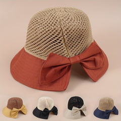 Bowknot Hollow Stitching Bucket Hat Sunscreen Beach Hat