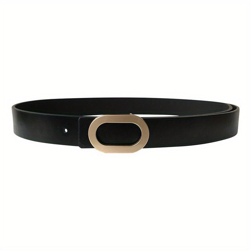 Oval Metal Buckle Thin Belt PU Leather Girdle