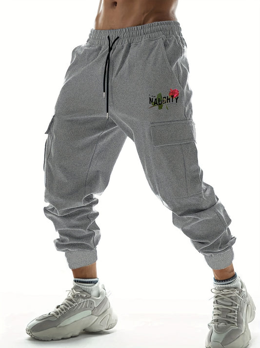 Rose Pattern Cargo Pants Men's Joggers for Spring Summer