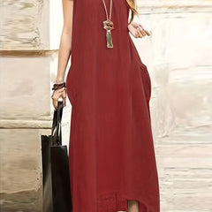 V Neck Maxi Dress With Pockets