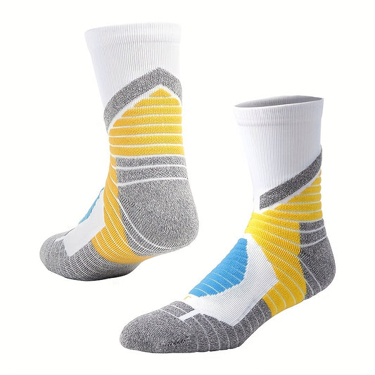 1pair Basketball Socks Mid Cuff Hiking Socks For Running