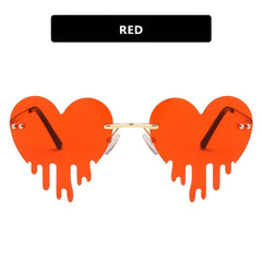 Rimless Heart Tears Sunglasses Y2K Metal Eye Glasses