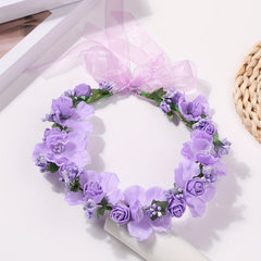 Purple Wreath Flower Tiara Adjustable Headband Wedding Party Hair Band
