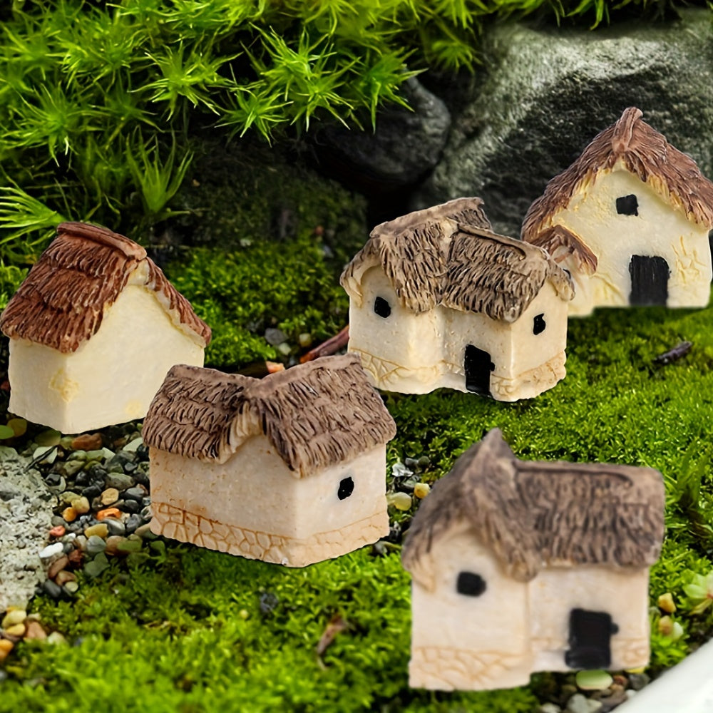 16pcs Rustic House Set for Garden Resin Bonsai Accessories