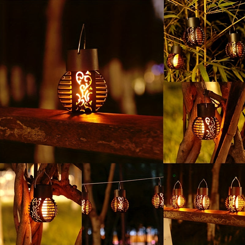 Solar Outdoor Lantern Hollow Garden Hanging Lantern Decorative Lamp
