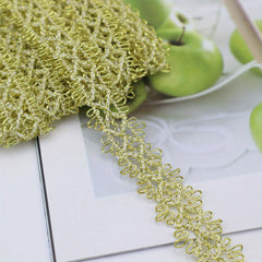 5 Yards Golden Silvery Lace Ribbon Gimp Braid Trim Metallic Edge Trim