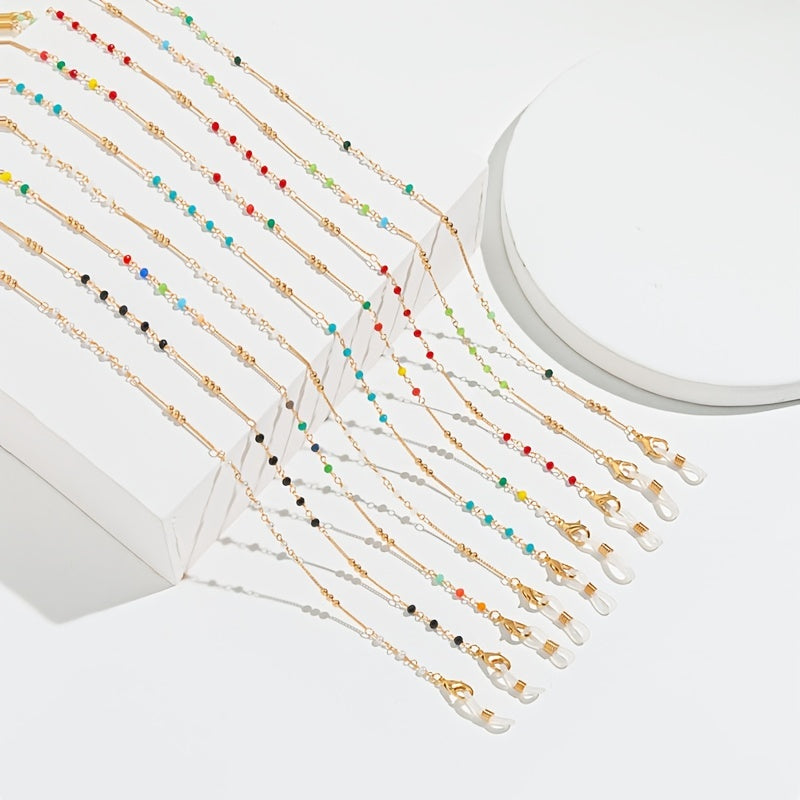 Colorful Crystal Glasses Chain Beaded Mask Chain Alloy Glasses Holder
