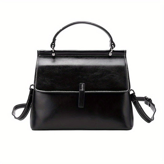 Split Leather Women'S Handbag in Red Coffee