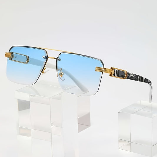 Stylish Oversized Square Sunglasses Marble Wooden Temples Women