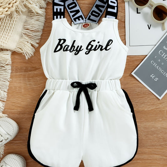 Toddler Baby Girls Sleeveless Romper Letter Print Jumpsuit