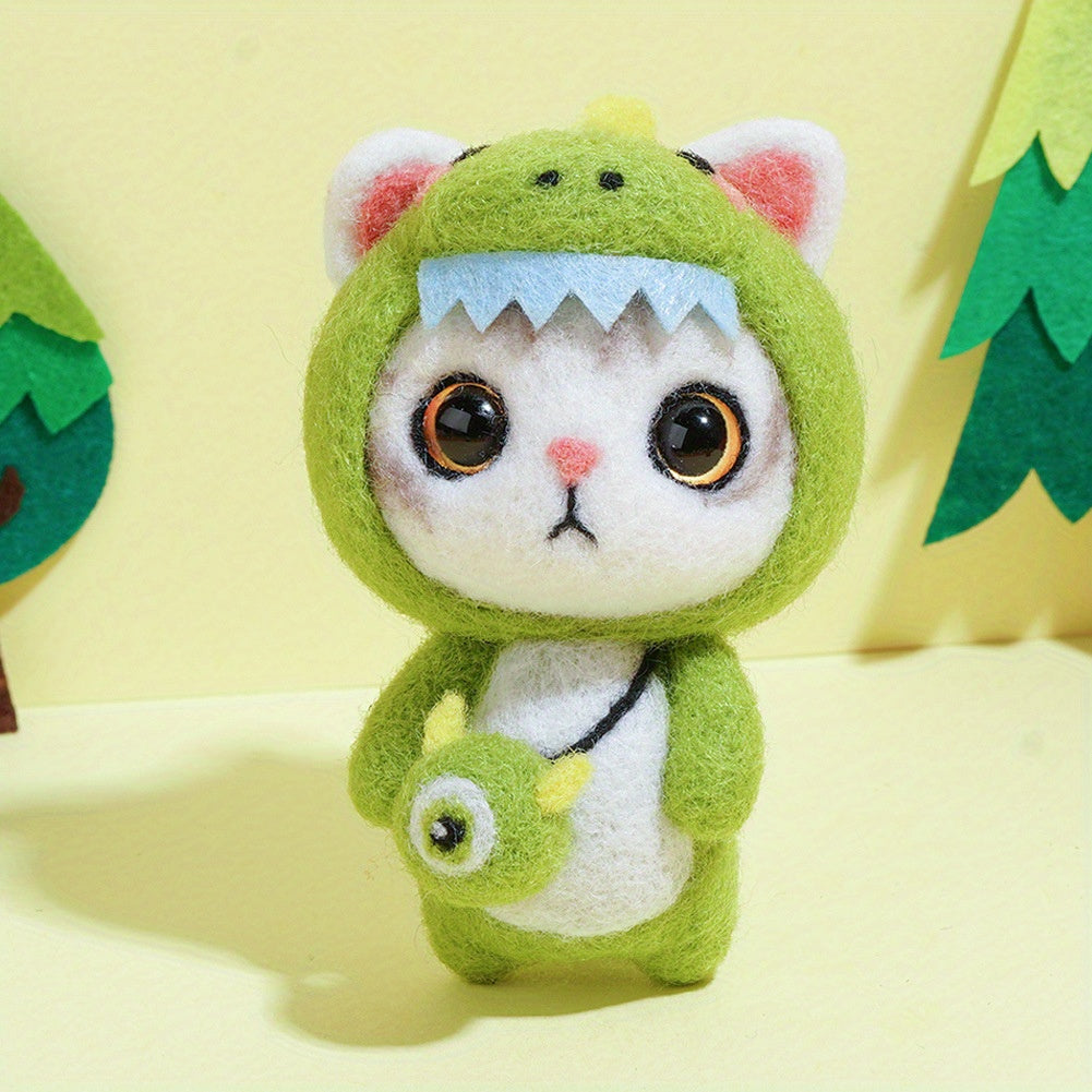 DIY Animal Needle Felting Starter Kit Plush Cat Doll Wool Material