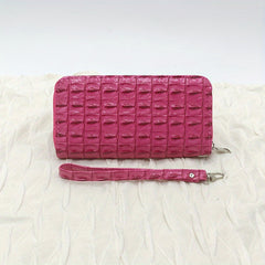 Vintage Crocodile Embossed Long Wallet Zipper Around Coin Purse Faux Leather