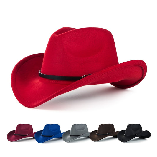 Western Cowboy Felt Hat Men's Rolled Brim Jazz Hat