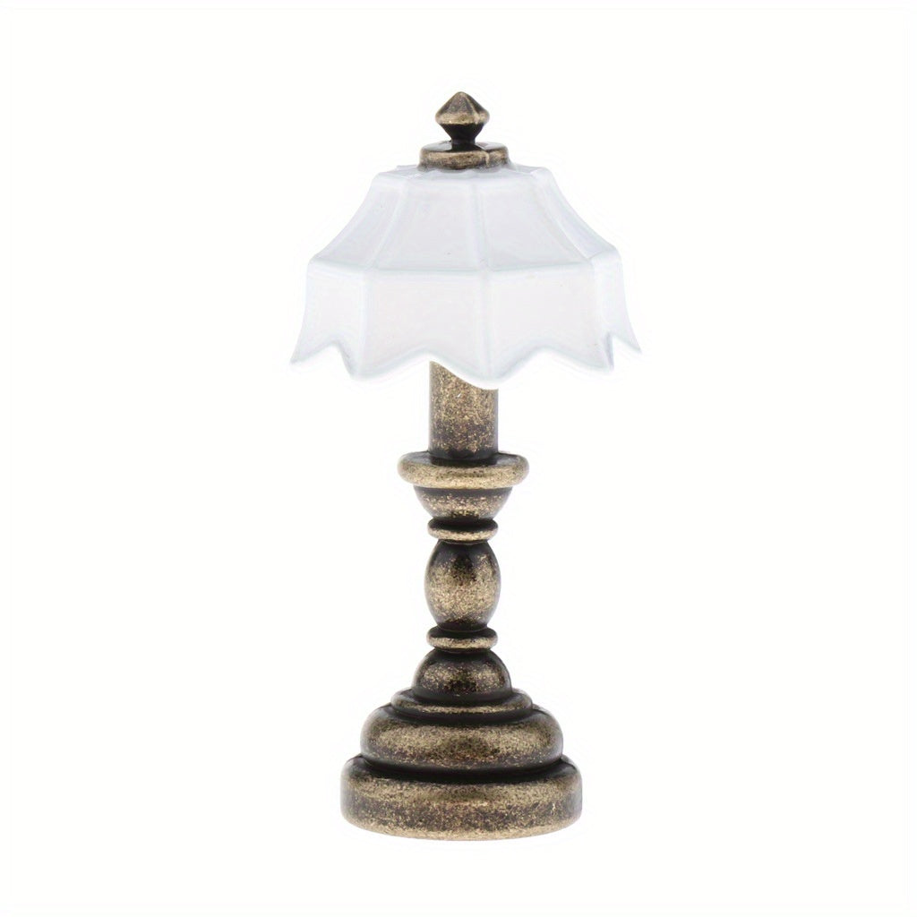 1:12 Scale Metal Table Lamp Vintage Style Bedside Replica for Dollhouse