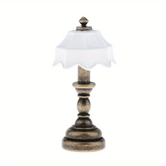 1:12 Scale Metal Table Lamp Vintage Style Bedside Replica for Dollhouse