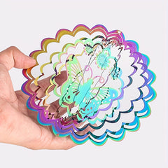 14 Flower Butterfly Wind Spinner 3D Rotating Gradient Wind Chimes