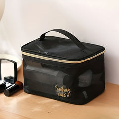 Mesh Clear Travel Toiletry Bag with Zipper & Handle