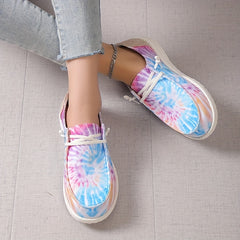 Tie Dye Canvas Lace Up Loafers for Women