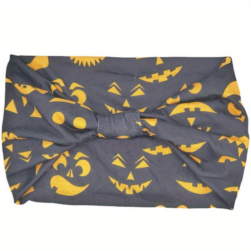 Pumpkin Horror Face Headband Stretchy Sports Hair Band