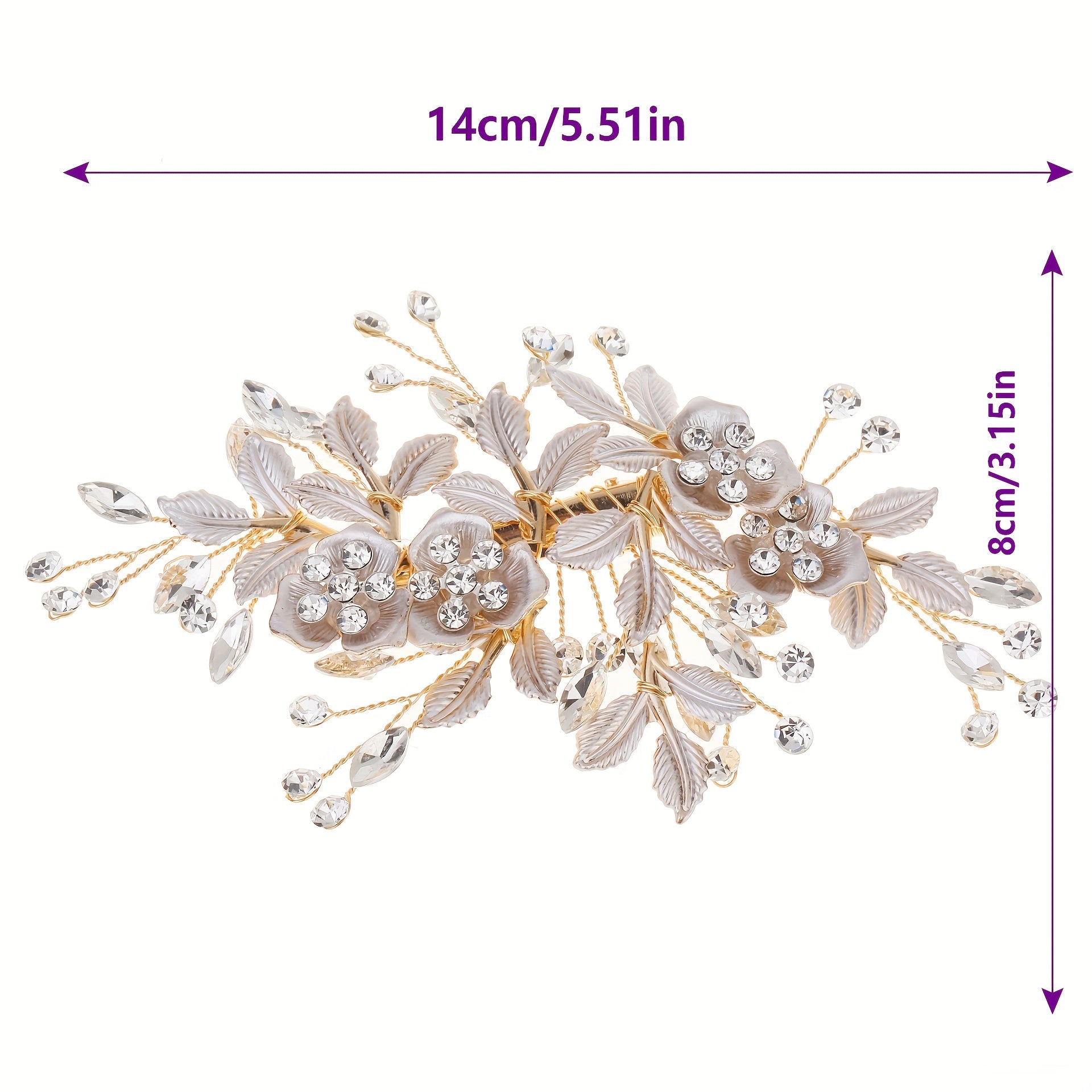 Metal Flower Barrette Rhinestone Hair Clip Wedding Bridal Hair Accessories