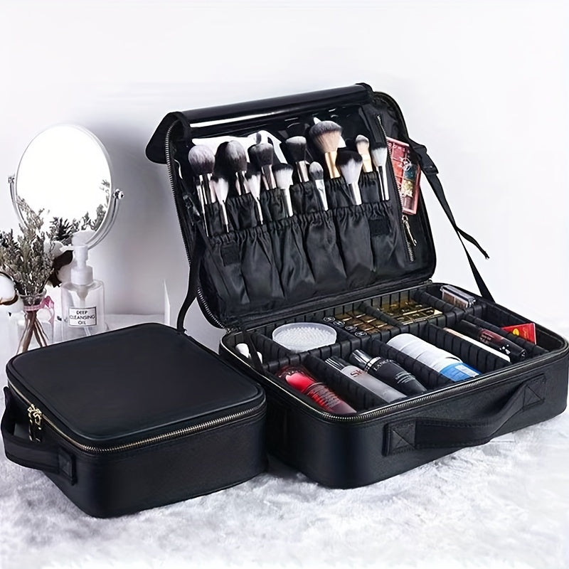 Waterproof Portable Makeup Organizer Bag with Adjustable Dividers