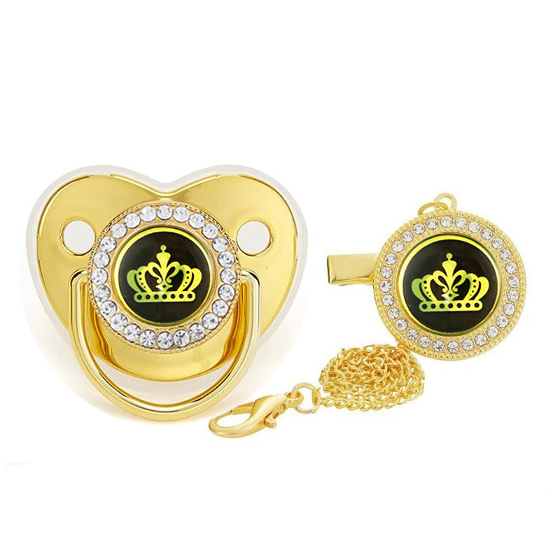 Golden Rhinestone Baby Pacifier for Little Princes