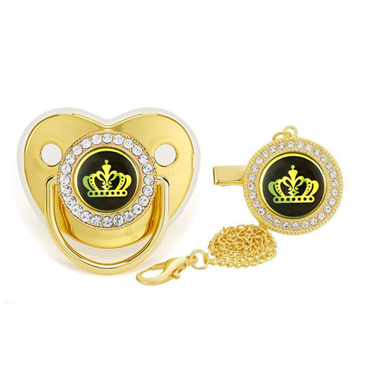 Golden Rhinestone Baby Pacifier for Little Princes