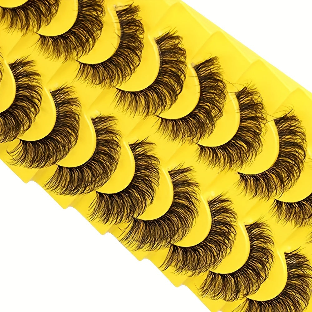 10 Pairs Fluffy 3D Natural Volume Curly False Eyelashes for Party Daily Use