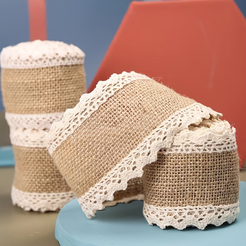 Burlap Decorative Ribbon Jute Webbing Edge Ribbon 2m 6.6ft Per Roll
