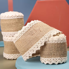 Burlap Decorative Ribbon Jute Webbing Edge Ribbon 2m 6.6ft Per Roll