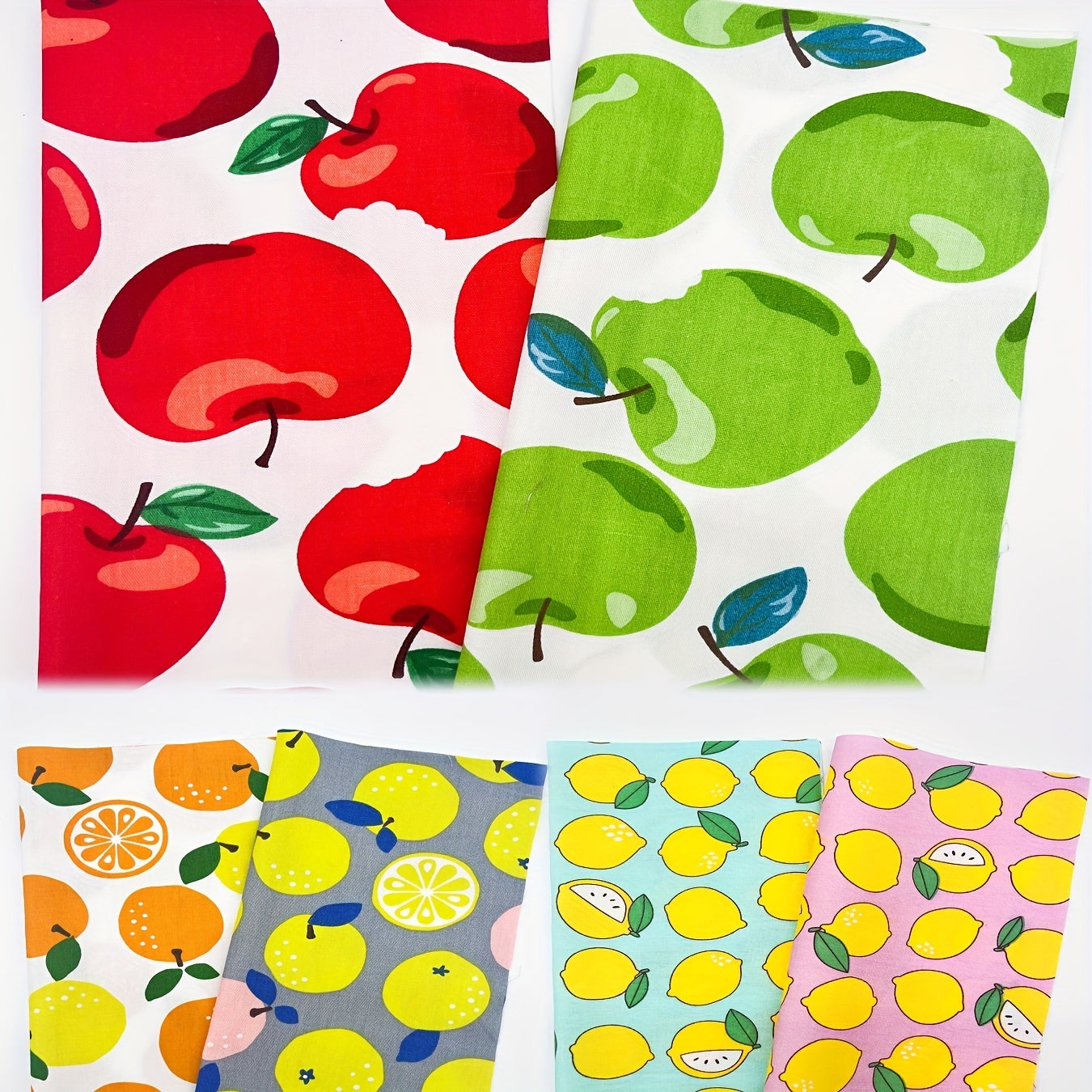 6pcs Fruit Series Small Square Cloth Sewing Patchwork Orange Lemon Pattern