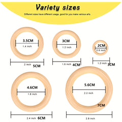 25pcs Unfinished Wooden Rings Crafting Jewelry Making Connectors 5 Sizes