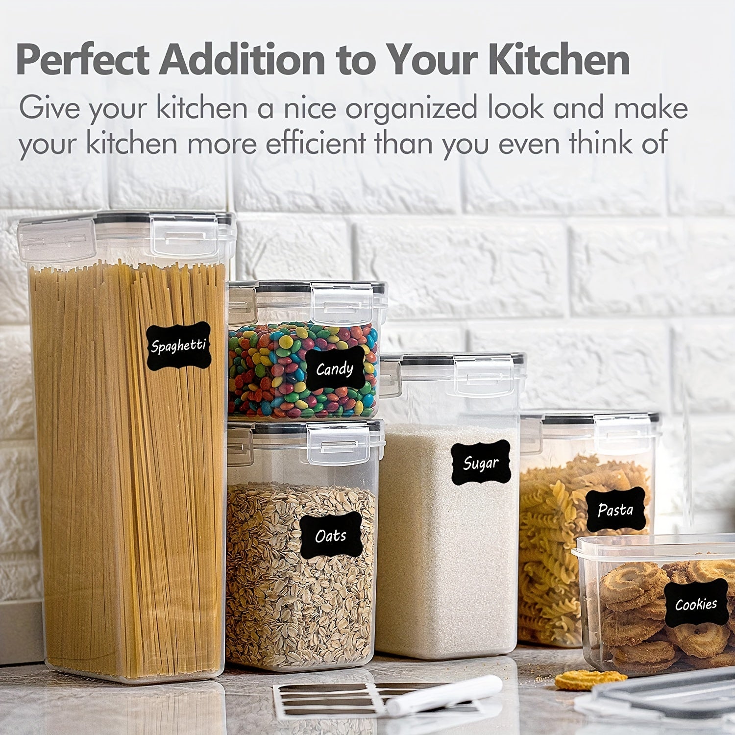 7Pcs Airtight Food Storage Containers With Lids - Kitchen Pantry Organization