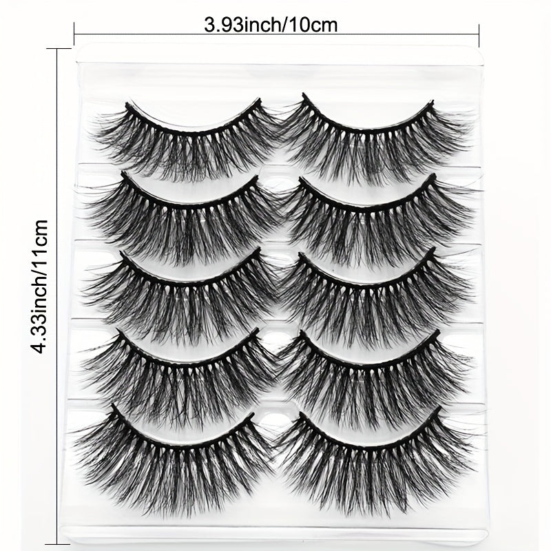 5 Pairs Wispy Fluffy Mink Eyelashes Set Thick Volume False Eye Lashes