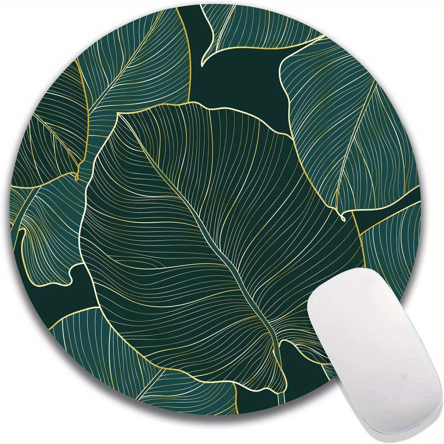 Personalized Round Mouse Pad with Leaf Pattern Design
