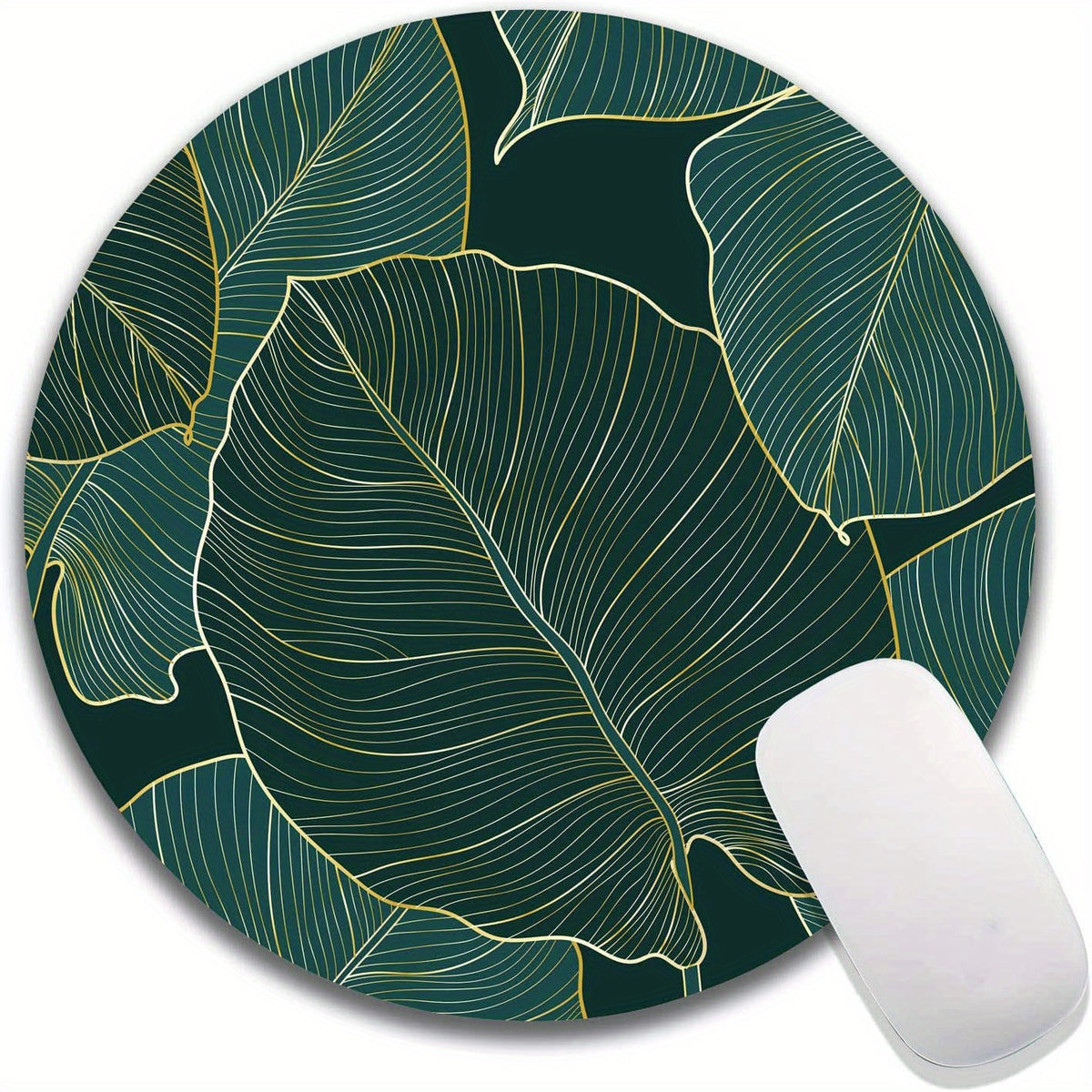 Personalized Round Mouse Pad with Leaf Pattern Design