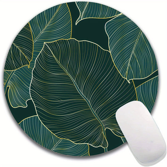 Personalized Round Mouse Pad with Leaf Pattern Design