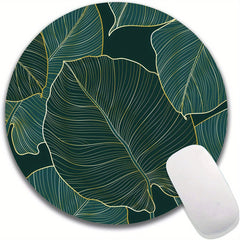 Personalized Round Mouse Pad with Leaf Pattern Design