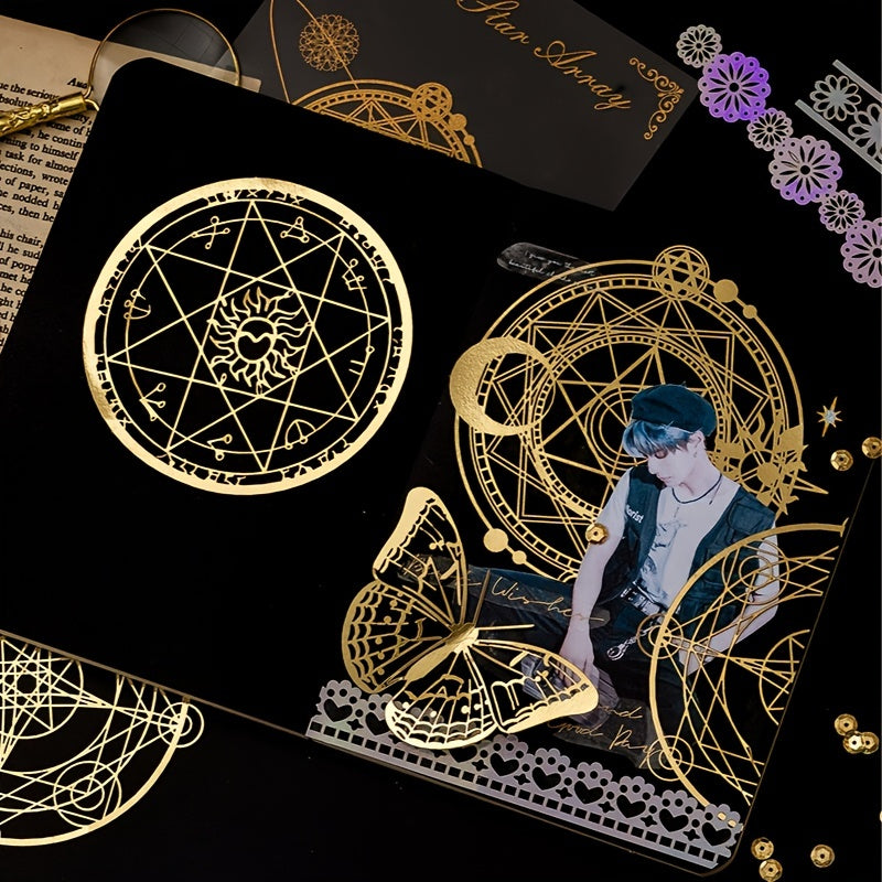 10pcs Lace Papers Retro Magnifier Hollow Golden Assorted Patterns Scrapbooking