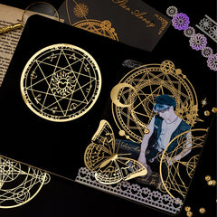10pcs Lace Papers Retro Magnifier Hollow Golden Assorted Patterns Scrapbooking