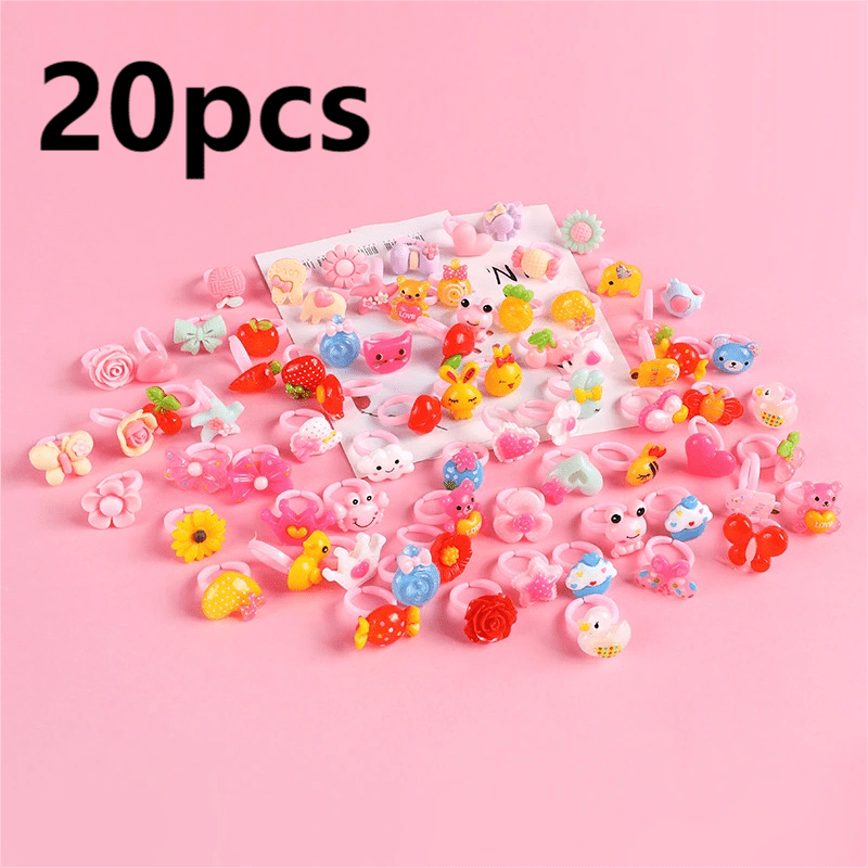 20pcs Cute Cartoon Kids Rings Set