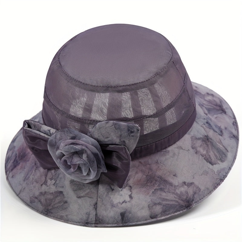 Vintage Flower Bucket Hat Sun Hat Lightweight Breathable Sunscreen Mesh Sun Hats