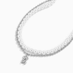 Men's Pearl Bear Pendant Necklace