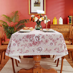 Vintage Peony Flower Lace Macrame Tablecloth