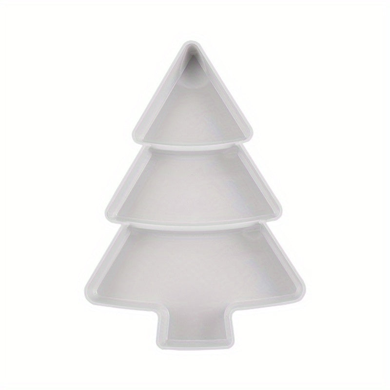Christmas Tree Cake Tray Dessert Biscuit Snack Plate 3 Girds
