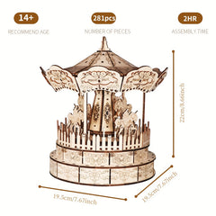 3D Wooden Puzzle Carousel Music Box Festive Christmas Gift